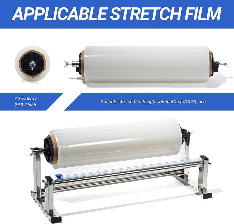 KZU Plastic Wrap Dispenser with Cutter, 4.0-17 inch Stretch Wrap Dispenser, Manual Stretch Film Dispenser, Stainless Steel Plastic Wrap Dispener, Predrilled Holes for Table Wall Floor Mount - Image 4